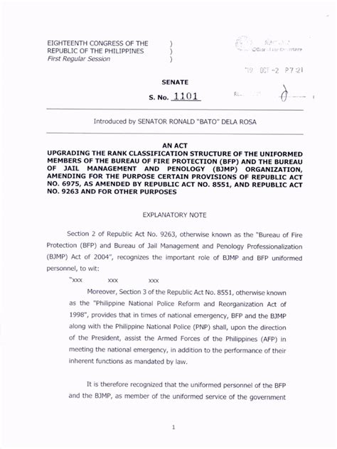 bfp new rank classification|SENATE BILL 1101 Rank Reclassification of The BFP and BJMP.